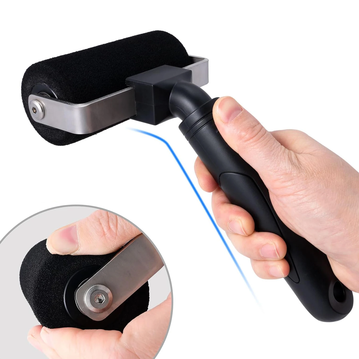 

FOSHIO 1/2pcs 4-Inch Wallpaper Roller Foam Sponge Rolling Wheel Air Removal Squeegee Car Covering Vinyl Film Wraps Pressing Tool