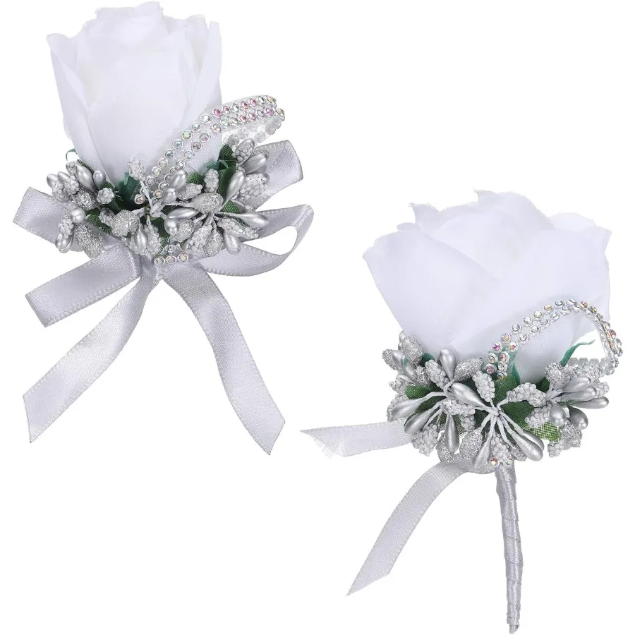 

Наручные корсажи и бутоньерки, корсажи для свадьбы, белый/серебристый