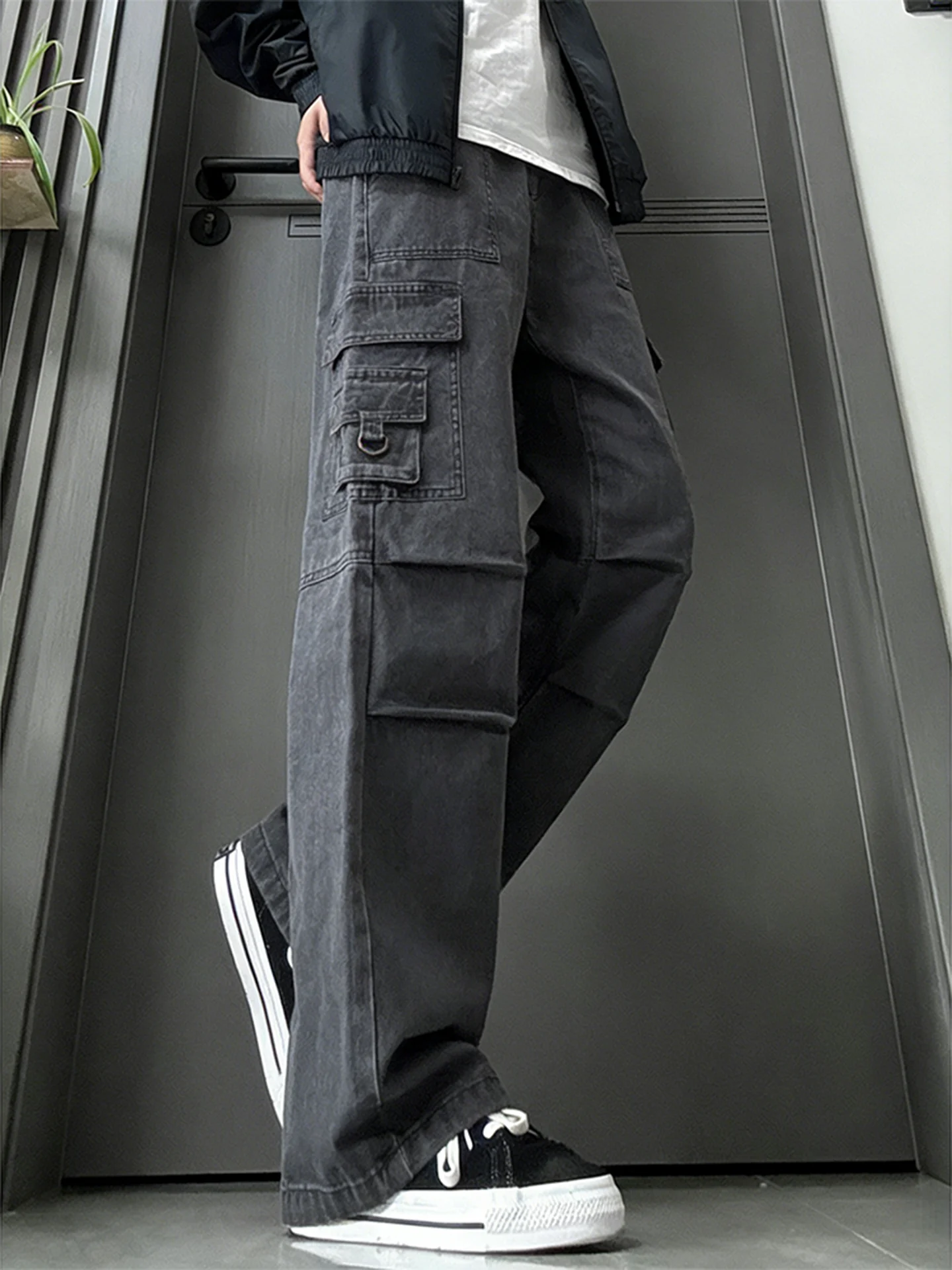 

Джинсы для рабочей одежды Cleanfit, мужские джинсы American High Street Vibe, плиссированные прямые брюки с микро-расклешенными ножками