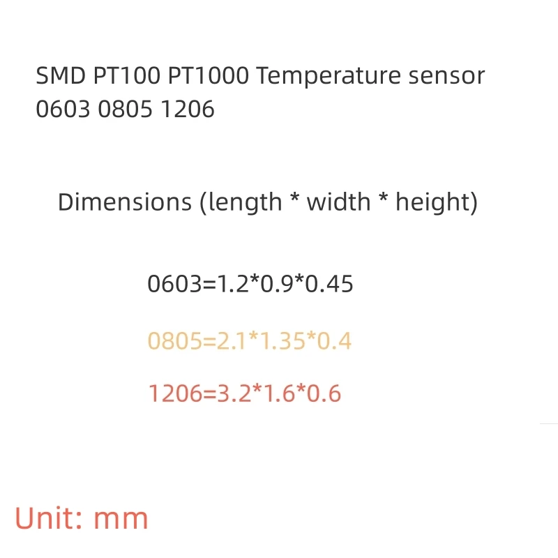 PT100 Temperature sensor SMD platinum resistor PT1000B 3850 0603 0805 1206 1PCS