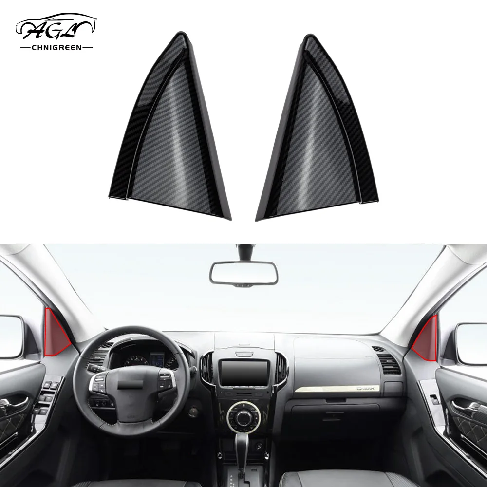 2pcs Carbon Fiber Color Car Pillar Speaker Frame Trim Cover for ISUZU D-MAX MU-X 2012 2013 2014 2015 2016 2017 2018 2019