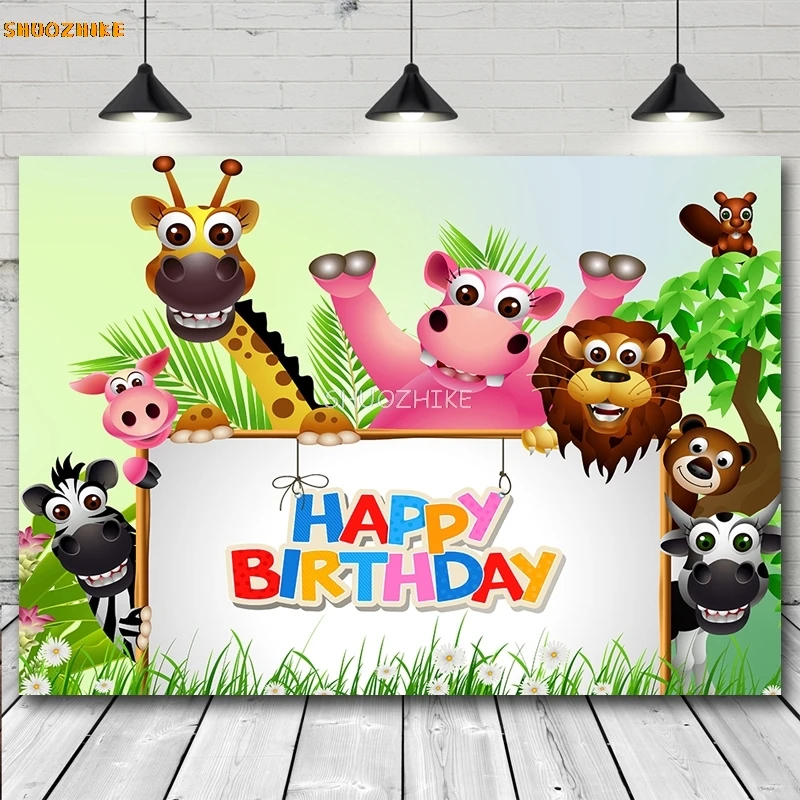 Fondo de fotografía de animales de la selva de Safari salvaje uno 1er cumpleaños niño niña recién nacido Baby Shower fondo personalizado para estudio fotográfico