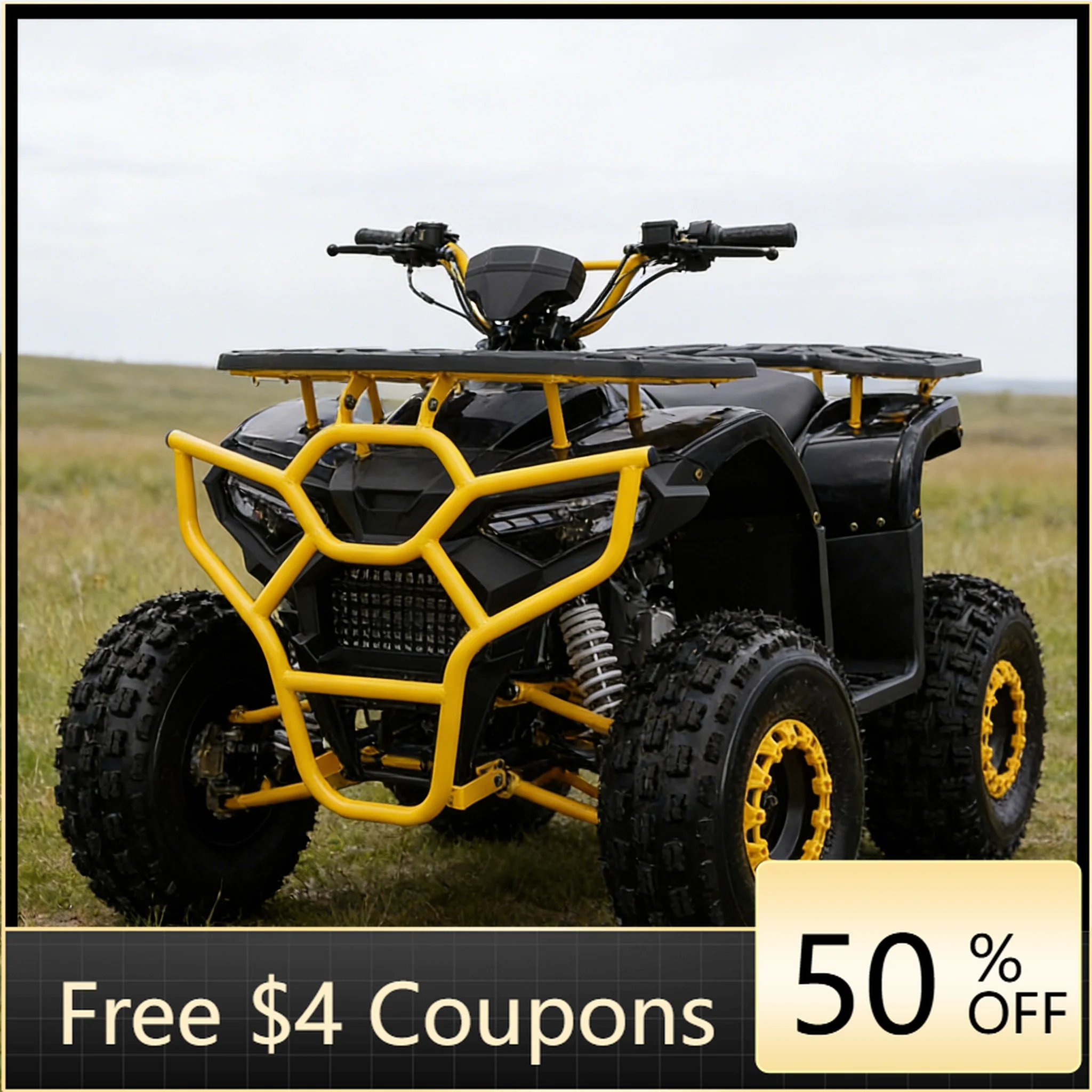 WB  Adult Quad Motorcycle (ATV) 4WD Manual Chain Drive 125cc for Quiet Beach Riding and Light Utility