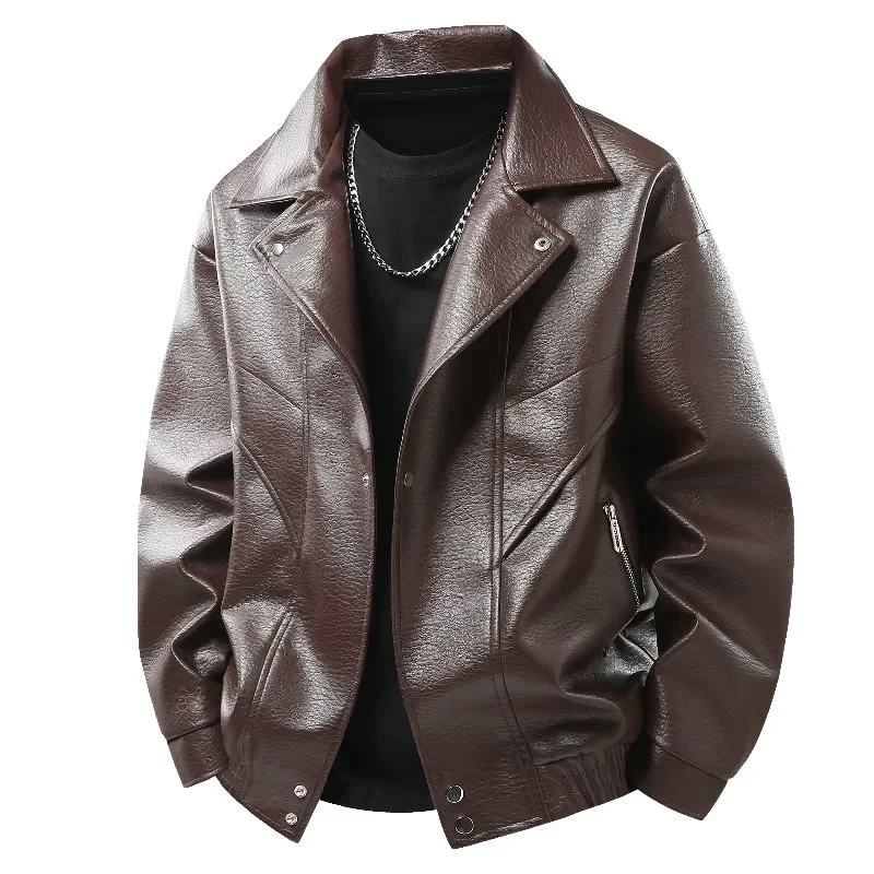 Leather Jacket Autumn Winter Outdoor Comfortable Warm Breathable Men's Jacket Sports Fitness Running Leisure Handsome Imitation