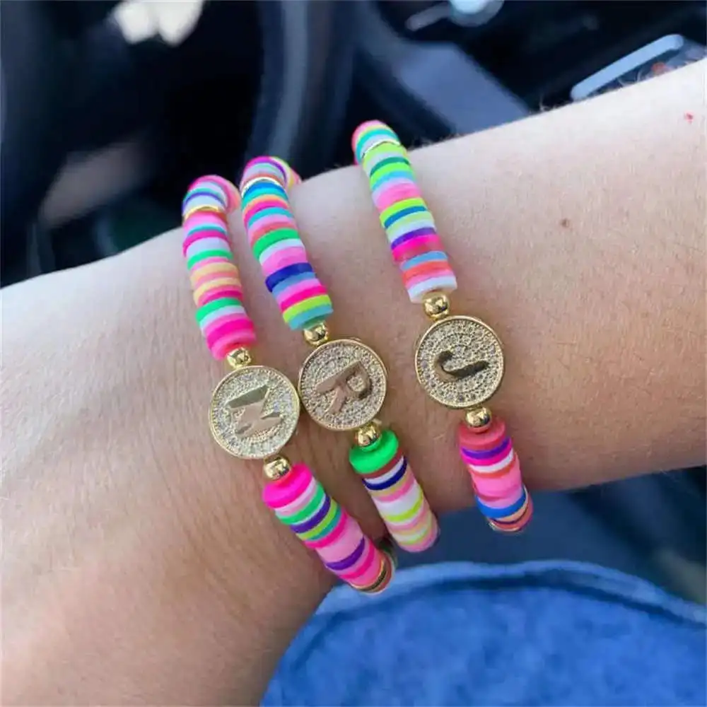 Bohemia Women 26 Letters Bracelet Jewelry Personalized Name A~Z Initials Colorful Charm Bracelet Zircon Alphabets Jewelry Men image 4
