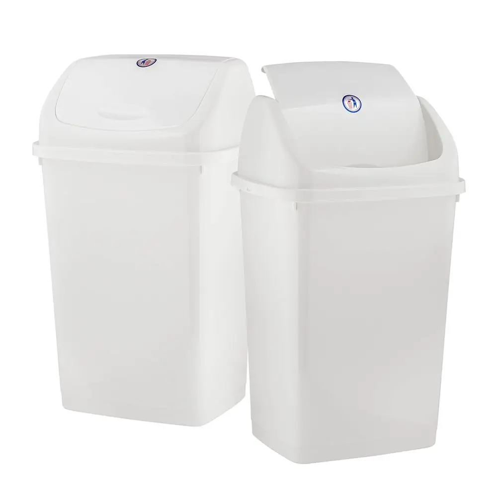 

13 Gallon Swing Lid Trash Can, Plastic Waste Bin for Indoor & Outdoor Use, Large 52 Qt Recycle Bin, Suitable for Home, Office, G