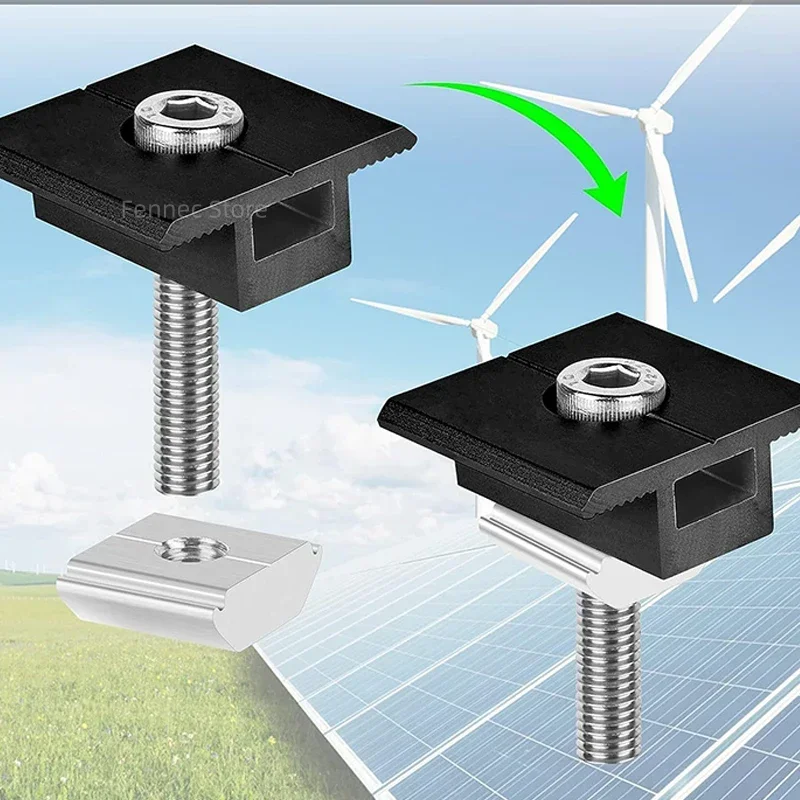 Módulos solares de 30mm/35mm, soporte PV de fijación, abrazadera de extremo, abrazadera media, riel de montaje, accesorios de montaje de Panel Solar PV, 4/10/20 piezas