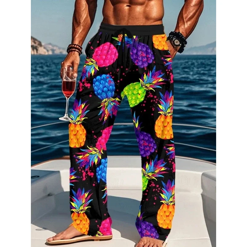 Pantaloni estivi da uomo larghi con coulisse con stampe nautiche Pantaloni Uomo Pantaloni sportivi da uomo Pantaloni dritti Calca Masculina