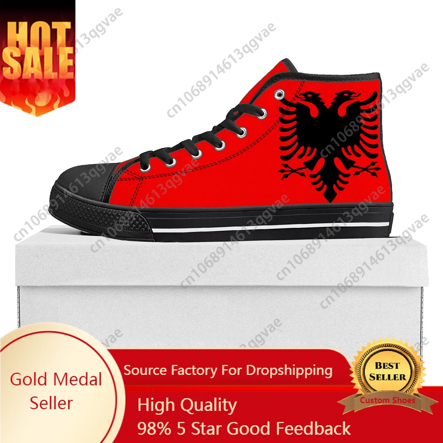 

Albanian Flag High Top High Quality Sneakers Mens Womens Teenager Canvas Sneaker Albania Casual Couple Shoes Custom Shoe