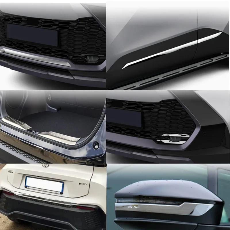 الملحقات الخارجية لتويوتا CHR C-HR 2024 2025 ABS كروم أسود الجانب الباب غطاء الجسم المصد الأمامي الخلفي صب الكسوة
