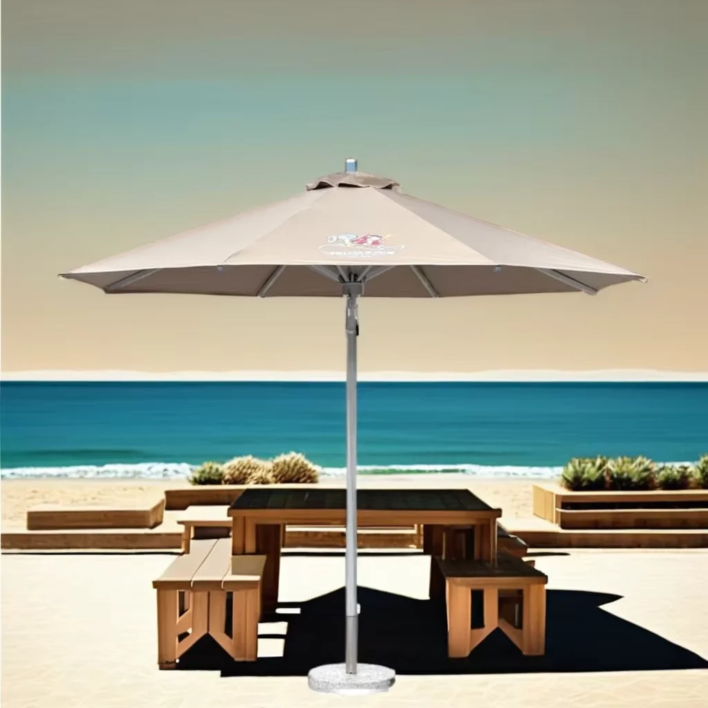 JSF Luxury Aluminum Outdoor Parasol 2.5m/2.7m/3m Round Beach Umbrella for Courtyard Garden & Patio-Garden Patio Umbrella Column