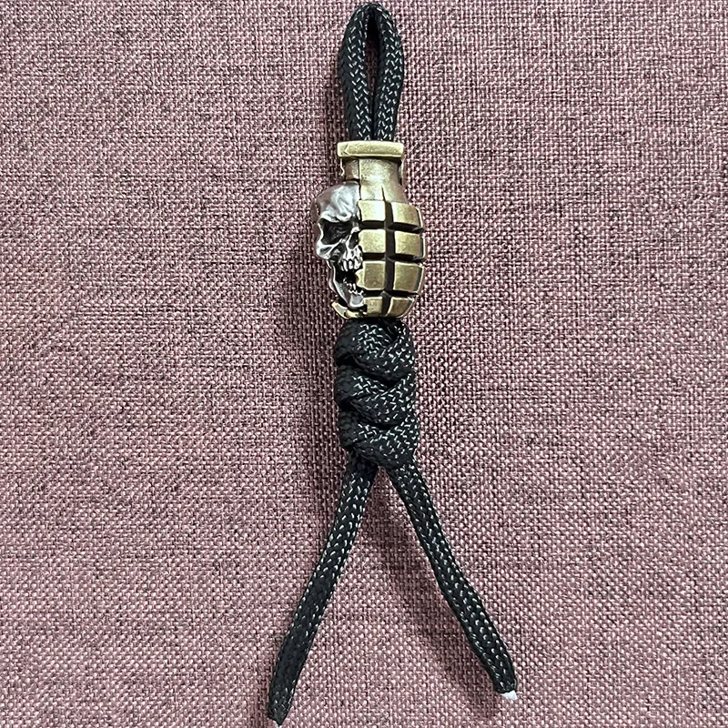 Brass Skull Grenade Knife Beads EDC DIY Paracord Rope Woven Bracelets Lanyard Pendants Accessories Outdoor Tool Hangings