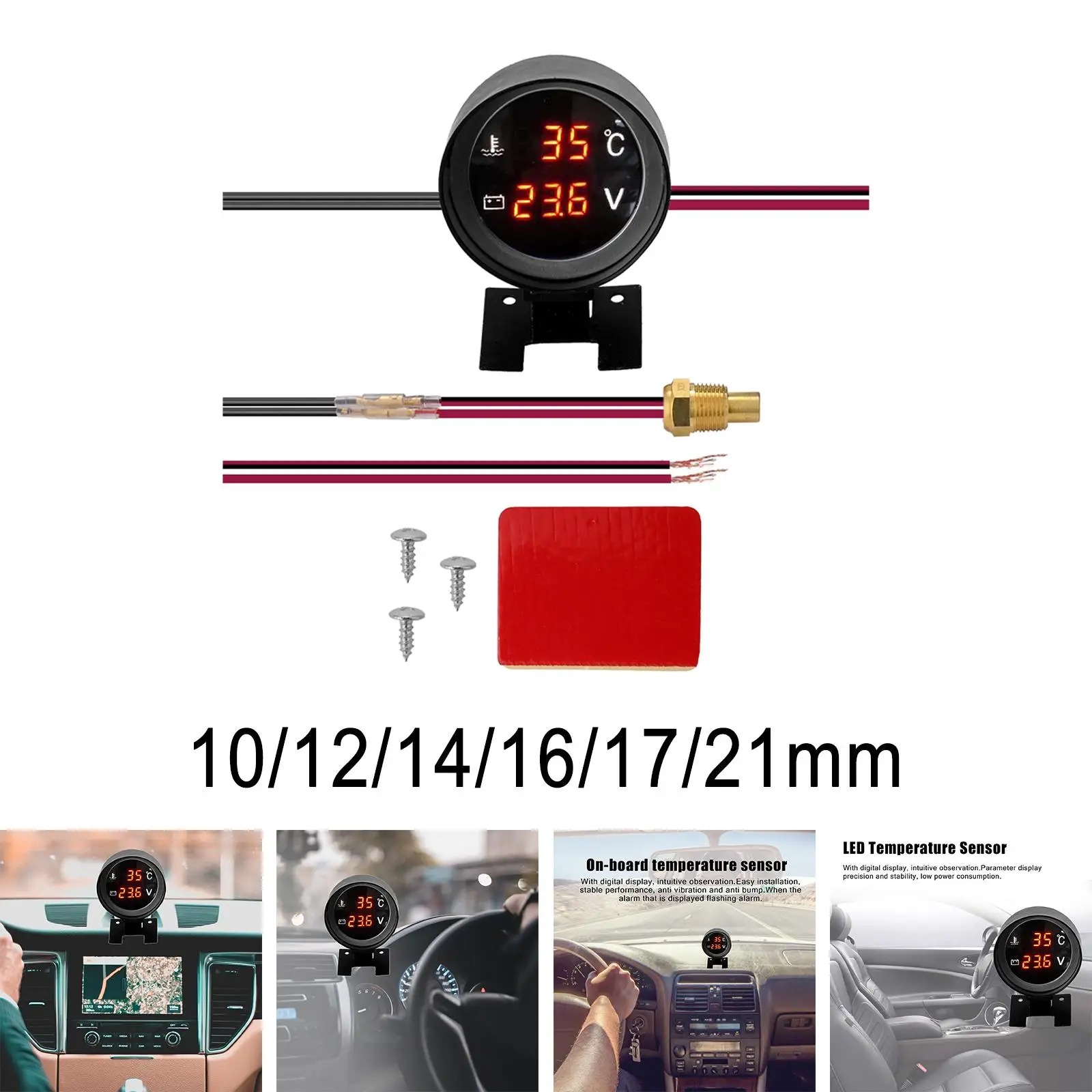 Car Water Temp Gauge Voltmeter Replaces Universal 12V/24V High performance Parts