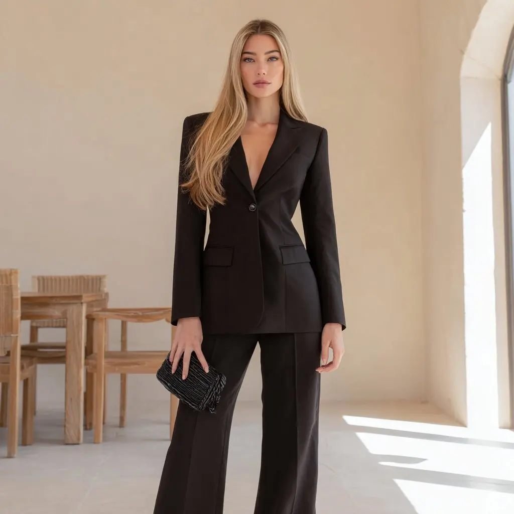 ربيع الخريف طويلة الأكمام مستقيم أنبوب الذراع عارضة صالح فستان بتصميم بدلة أنيقة المرأة أعلى ملابس الأعمال العصرية #3