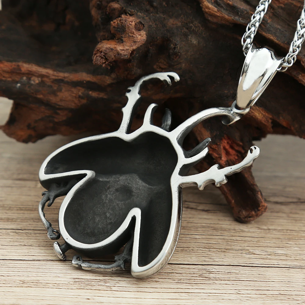 Steampunk-Käfer-Anhänger-Halskette Unisex Edelstahl Mechanisches Zahnrad Insekten-Charm-Halskette Gothic Punk Mode-Schmuck Geschenk – Detail 5