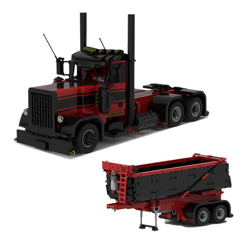 

MOC-32567 Truck Head & MOC-93339 Trailer 1:17 Electric Assembly Splicing Building Block Model Kids Birthday Custom Toy Gift