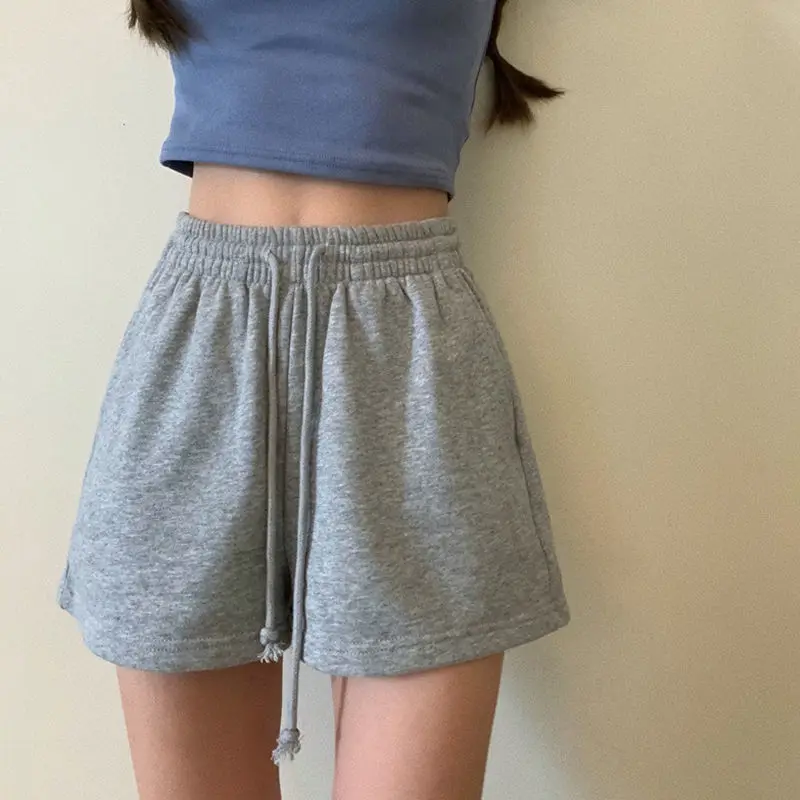 Shorts Women College Baggy Young Casual Korean Fashion Sporty Летние Simple Harajuku Ins Lovely Шорты Женский Solid Retro Gentle