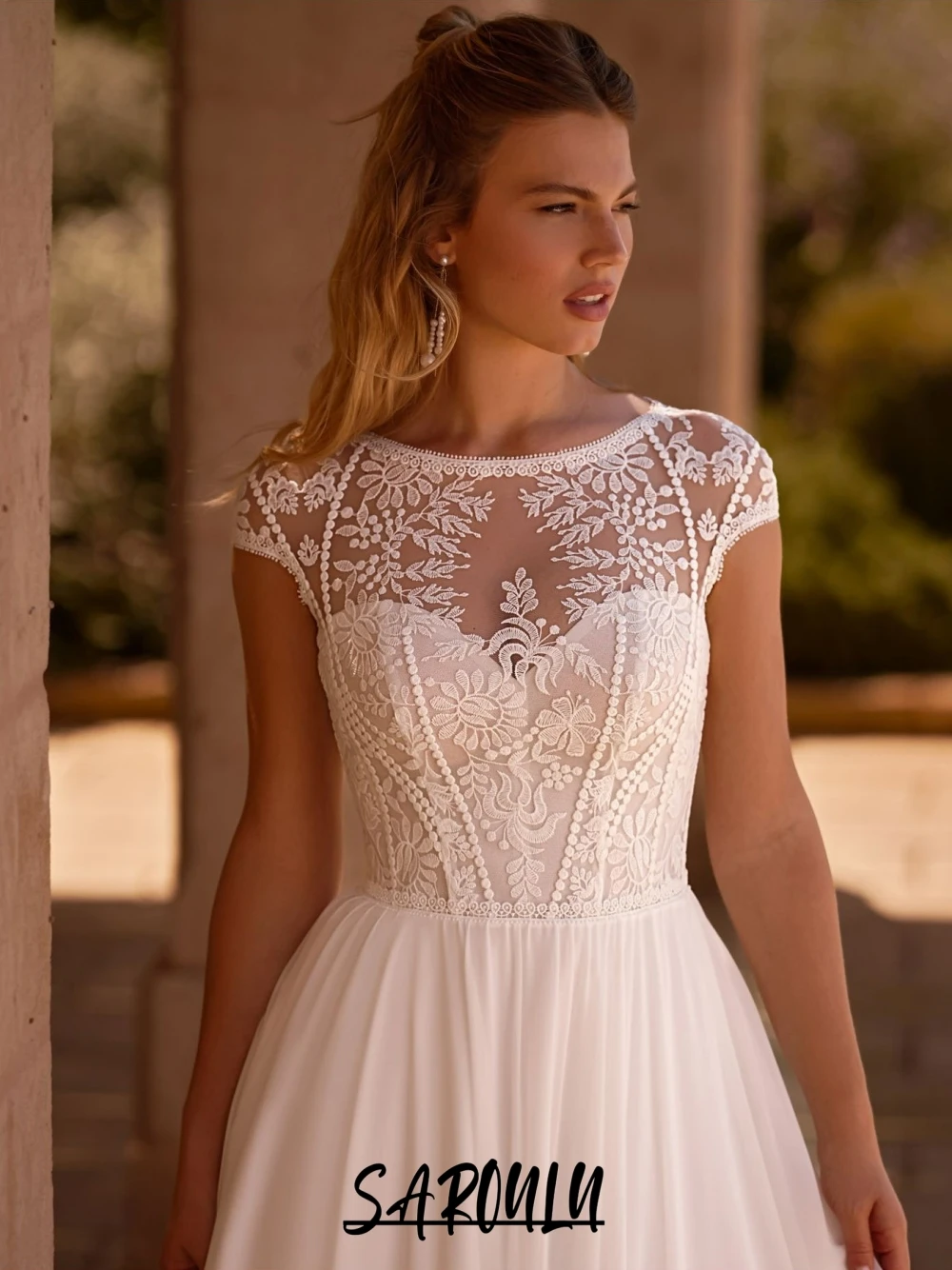 

Boho White Classy Wedding Dress Short Sleeves Lace Customized Bride Dresses Lovely Plus Size A Line Buttons Back Bridal Gown