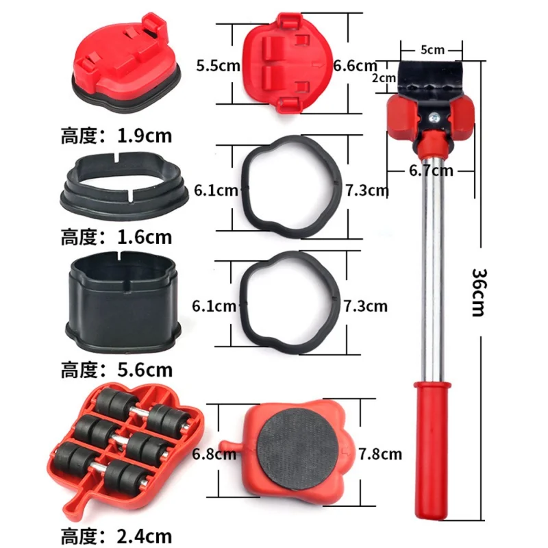 New Heavy Duty Furniture Mover Set Furniture Mover Tool Transport Lifter Heavy Stuffs Moving Wheel Roller Bar Hand Tools