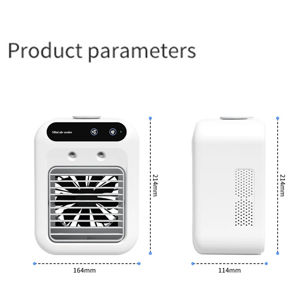 2 versnellingen draagbare airconditioner koeler ventilator USB oplaadbare mini-luchtbevochtiger voor thuis kamer camping koelwatertank nachtlampje