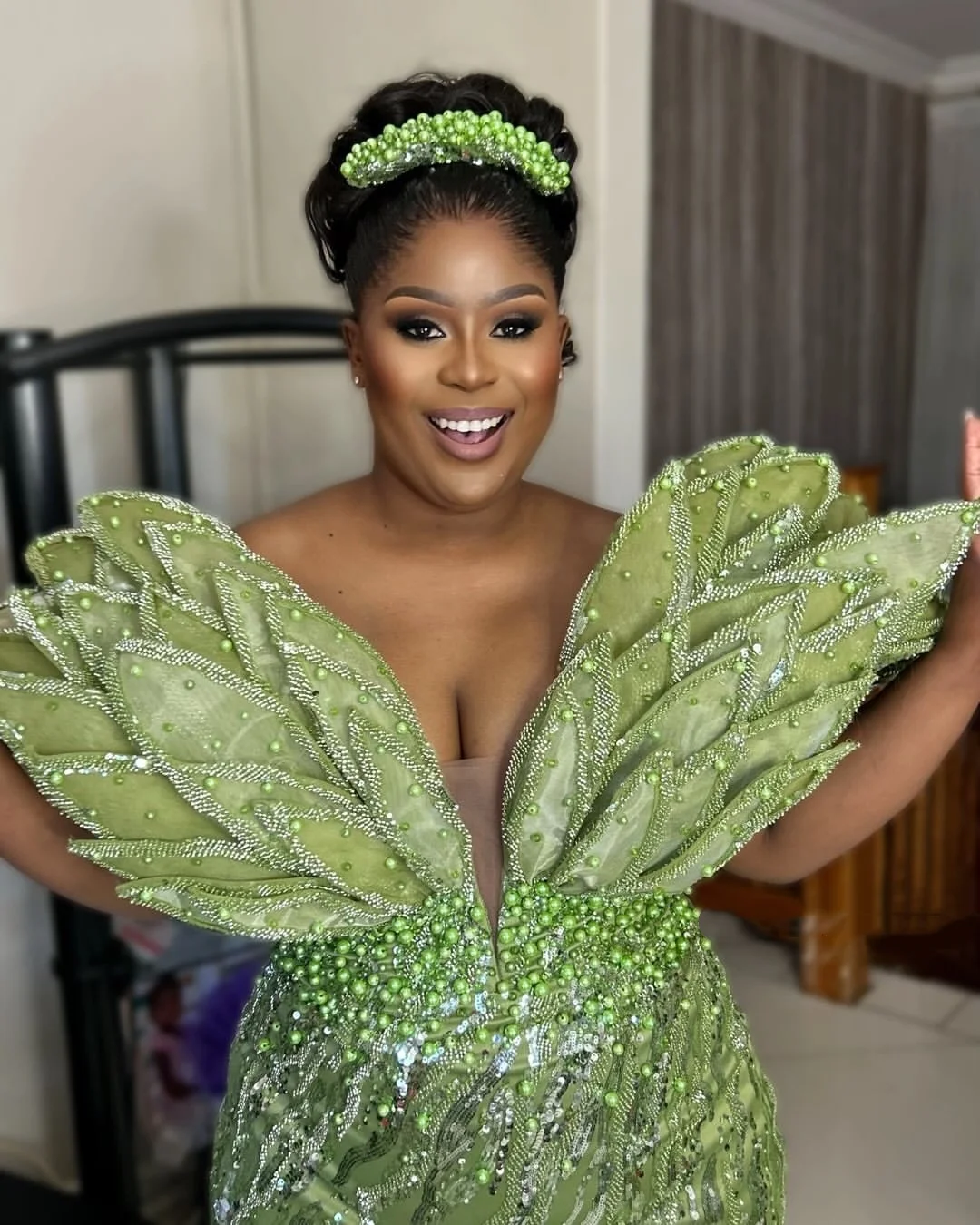 Verde oliva sereia 2025 vestidos de baile florais pérolas trem destacável noite formal festa aniversário vestidos zj265