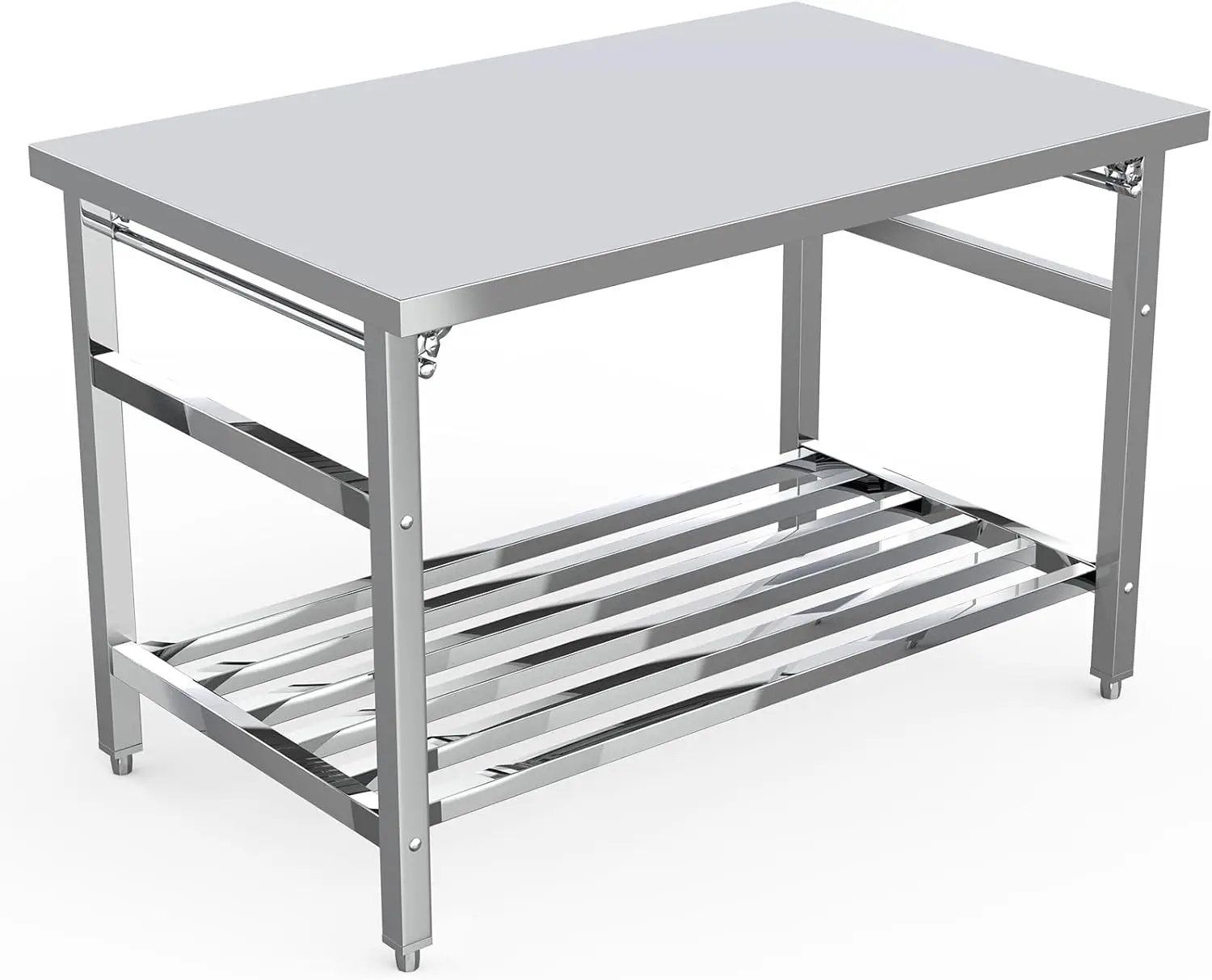 

48 x 24 Inch Stainless Steel Folding Table for Prep Work NSF Commercial Heavy-Duty Stainless Steel Kitchen Island with Undershel