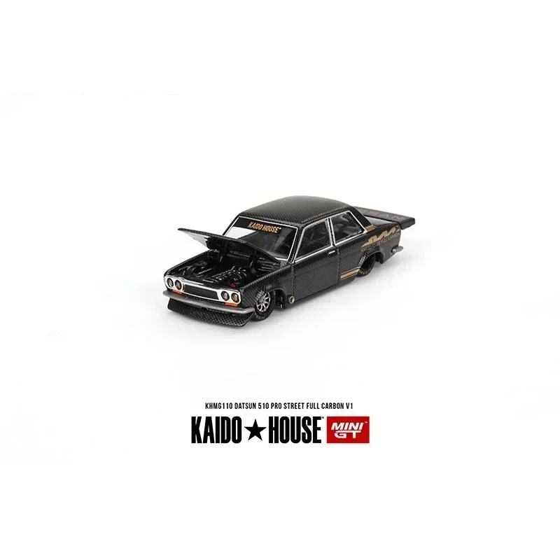 

MINIGT KHMG110 In Stock 1:64 Datsun 510 Pro Street Full Carbon V1 Openable Hood Diecast Diorama Car Model Kaido House