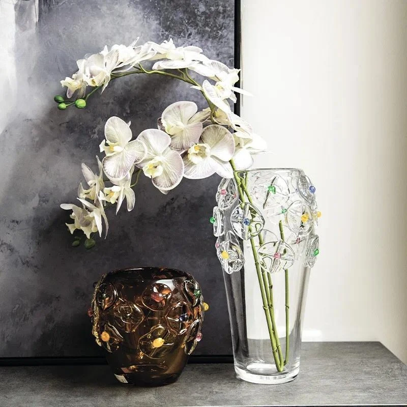 Crystal and glass vases, vases, high-end colorful decorative accessories for living rooms