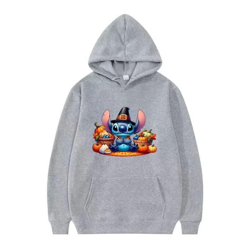 ディズニーステッチ柄女性スポーティ漫画ルーズホワイト秋フリーストップス服プルオーバーレディース安いパーカー男性スウェットシャツ