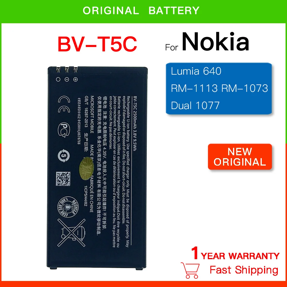 Replacement Battery BV-T5C BVT5C Battery For Nokia Microsoft Lumia 640 Lumia640 NK RM 1113 1073 Dual 1077 Mobile Phone Batteria