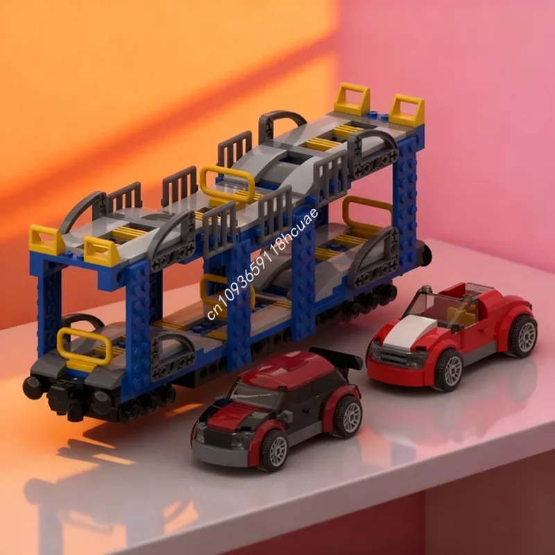 368 stücke MOC Eisenbahn Auto Transport Zug Modell Bausteine Bau Weihnachten Geschenke Montieren Spielzeug DIY Kreative Idee Kinder