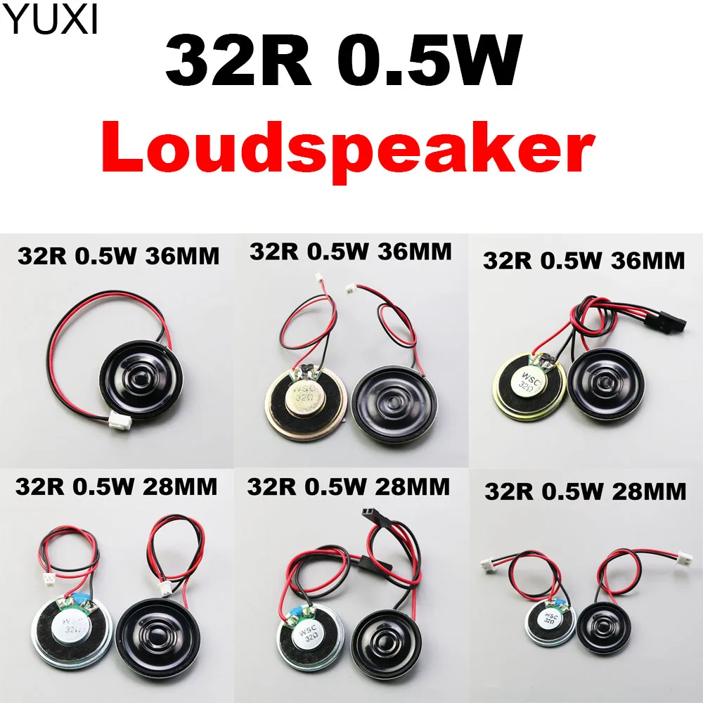 YUXI 1pcs 32R 0.5W Ultra-thin Speaker 32 Ohms 0.5 Watt Loudspeaker Diameter 28mm 36mm