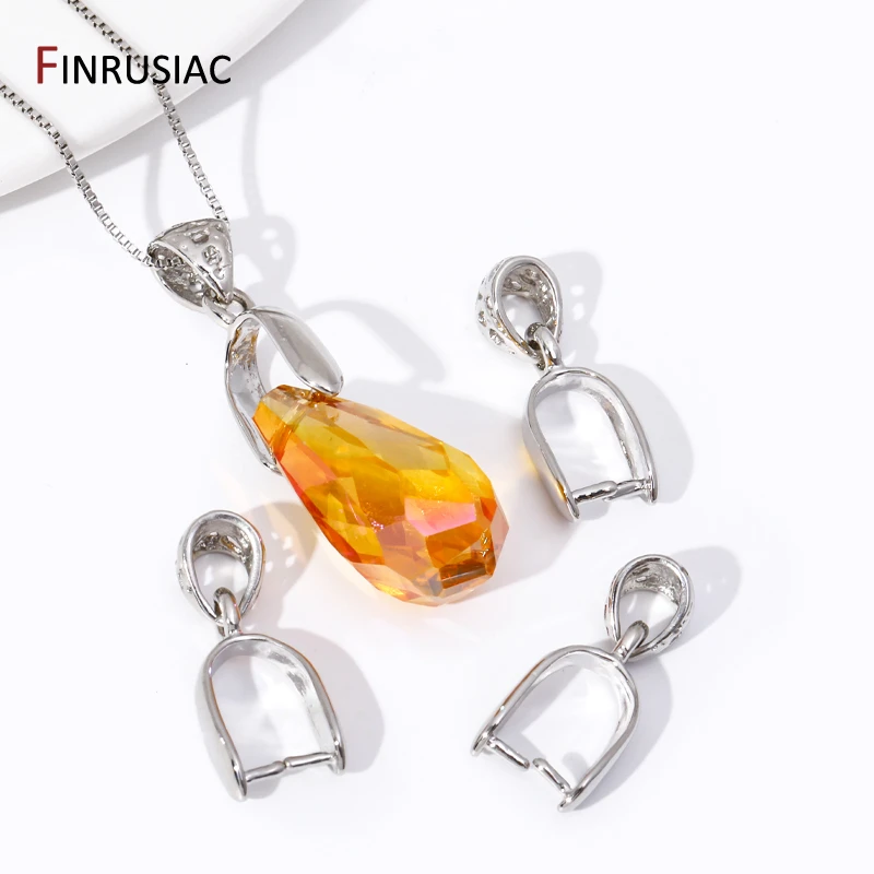 Rhodium Plated Brass Hollow Out Pendant Clip Clasp Connector,Pinch Pendant Bail With Ring For DIY Jewelry Making Accessories