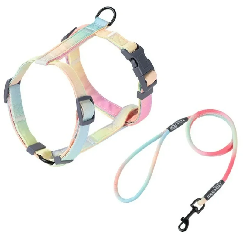 Gradient Color Cat Chest Strap Adjustable Vest Style Anti Breaking Loose Pet Haulage Rope Package Puppy Supplies Accessories