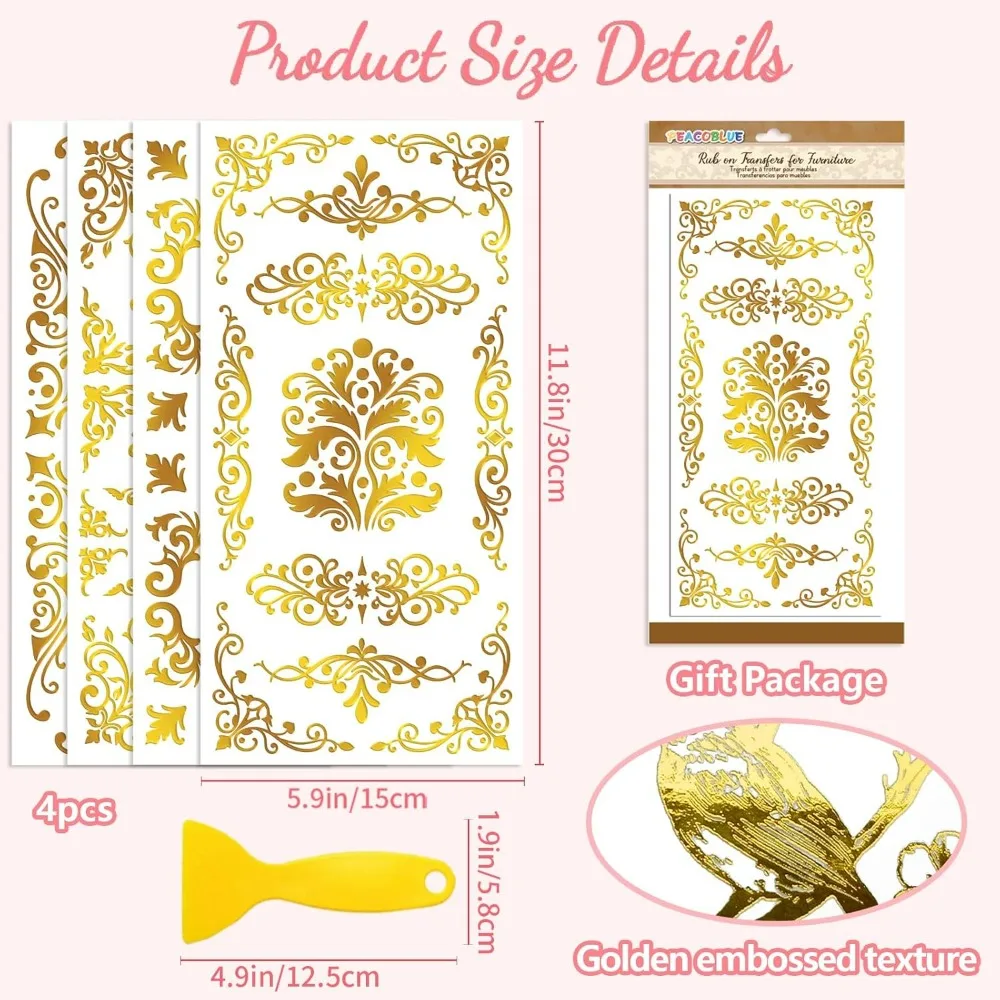Rub on Transfer Decal Sticker for Furniture Craft Decor 6