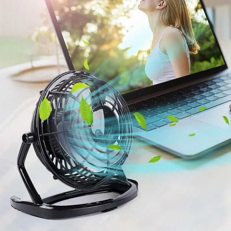 USB Silent Fan Desk Cooler for Laptop Notebook Desktop PC Office Summer Cooling Fan 4 Blades 360 Degree Rotatable USB Mini Fans