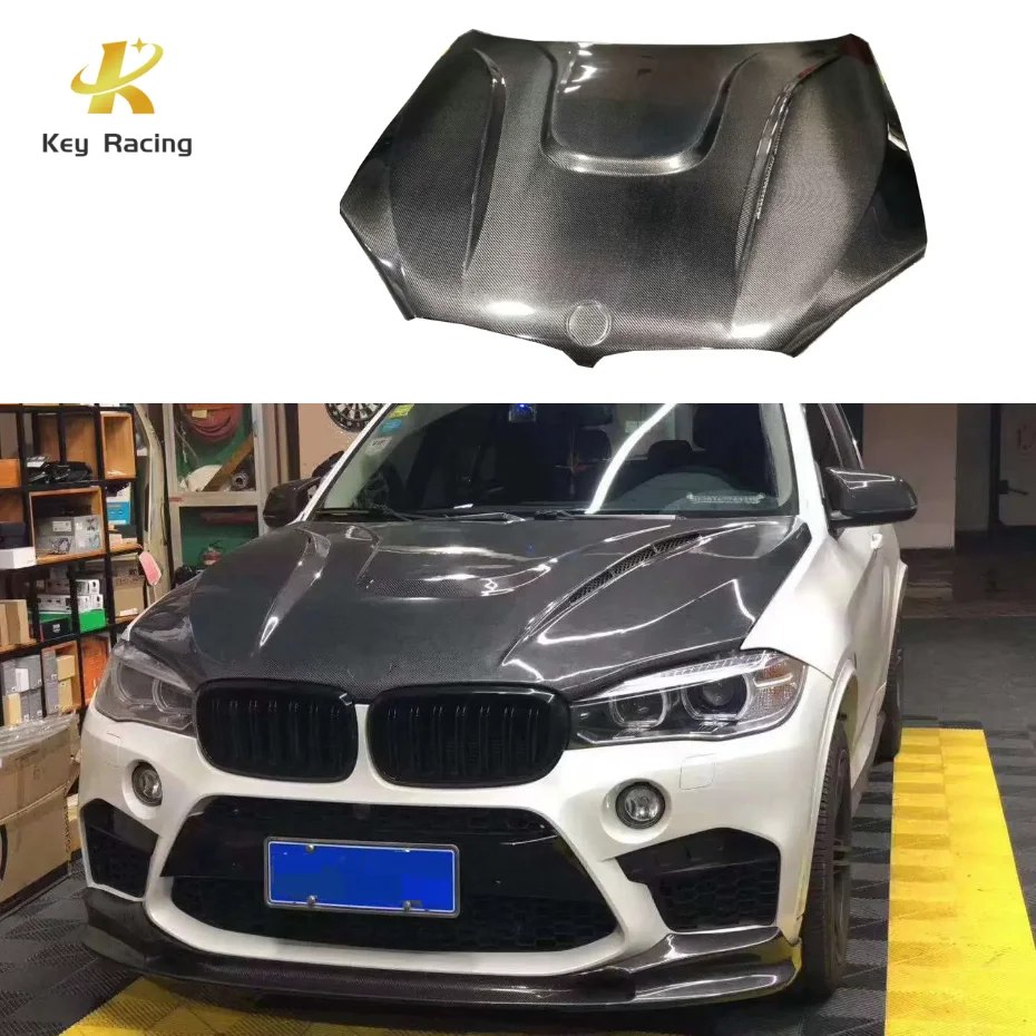 

X5 X6 F15 F16 Передняя крышка капота из углеродного волокна в стиле HM для BMW X5 X6 F15 F16 Капот двигателя