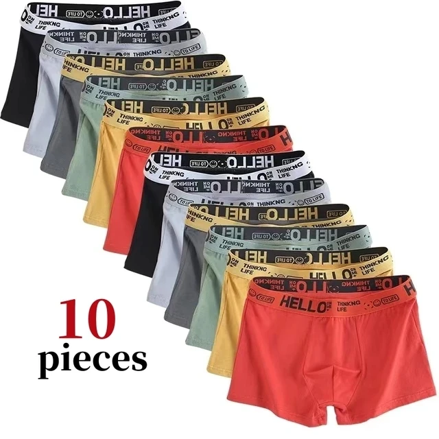 10 potong/pakaian dalam pria modis celana Boxer melar tinggi celana pendek pria sejuk empuk nyaman SizeL-4XL Plus