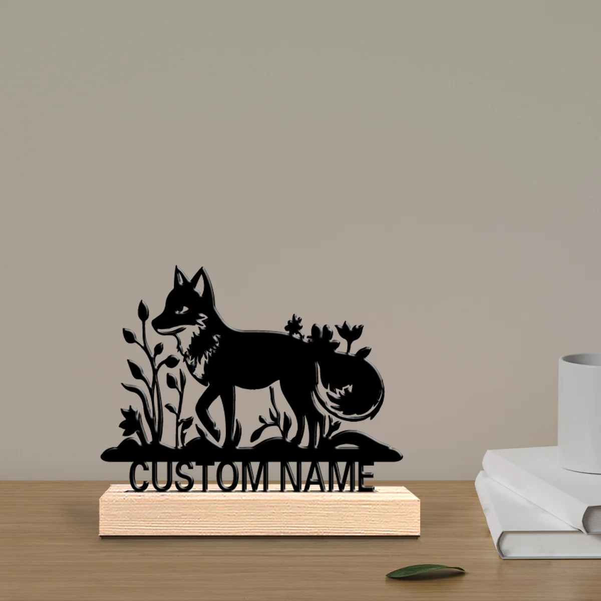 1pc Weird Personalized Custom Dog Metal Statues Nature-Inspired Wooden Base Decor for Office Living Room Zen Calm Spaces