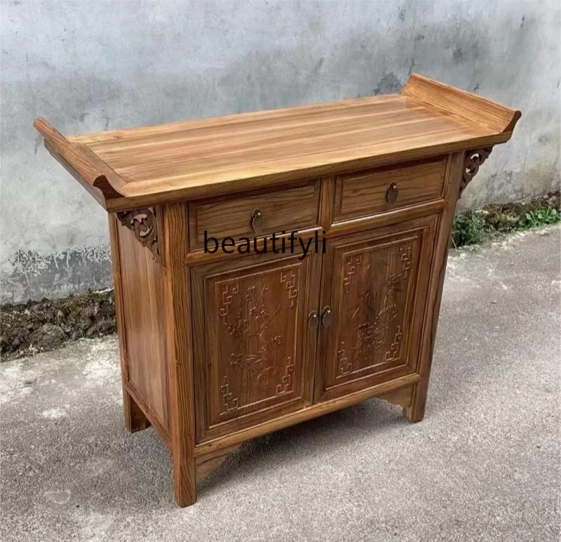 All solid wood small offering table Elm household Buddhist platform Chinese-style Shentai offering table Tribute table