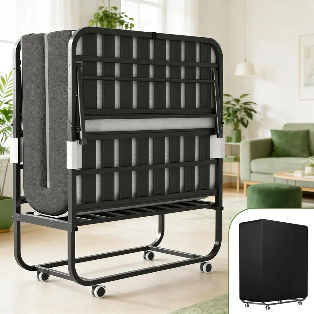 75 x 38 Adult Rollaway Bed with 5 Memory Foam, 500 lbs Capacity, Folding with Locking Wheels