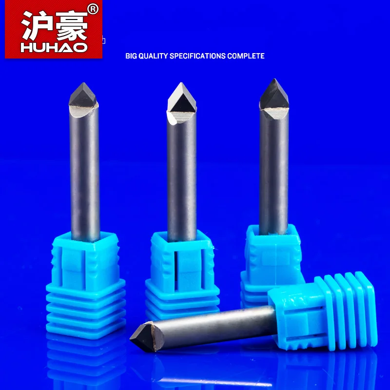 HUHAO PCD Stone Engraving Bits Endmill Shank 6 MM CNC Marble and Granite Cutter Carving Tools Diamond Router Bit Carving Knife