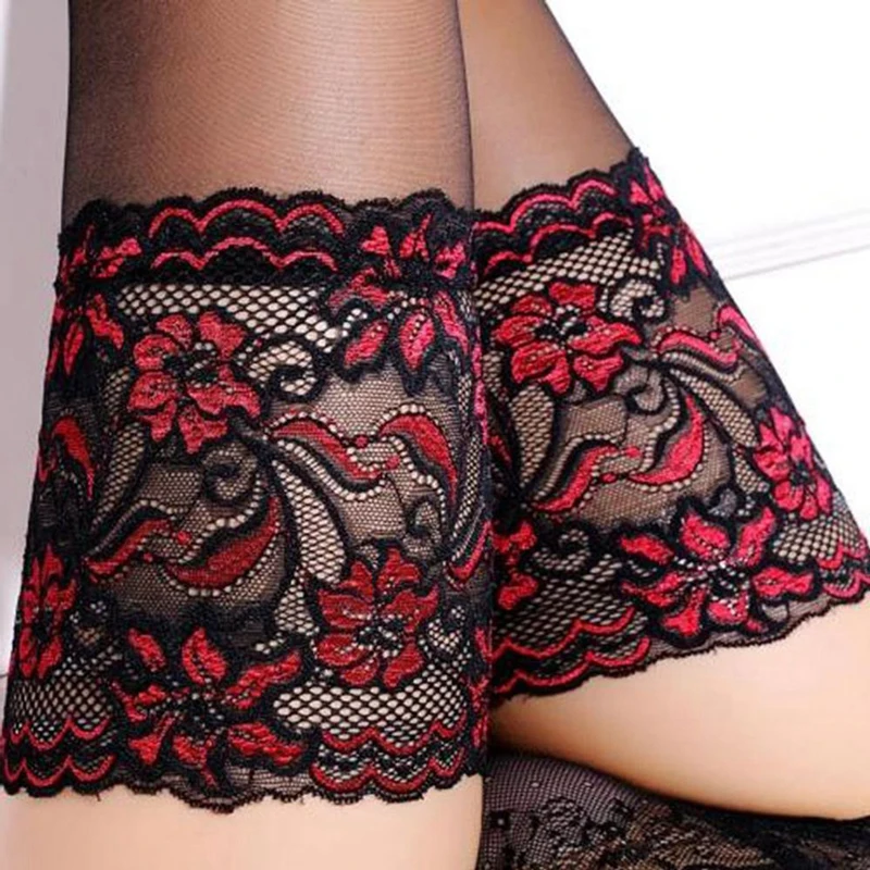 Thigh High Over Knee Stockings Sexy Lace Top Stockings Mesh Fishnet Lingerie Female Nylon Long Stockings