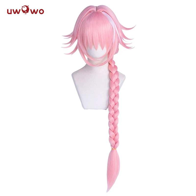 

UWOWO Astolfoo Cosplay Wig 60cm Long Pink Braid Hair