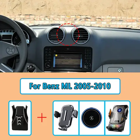 Soporte Magnético Inalámbrico para Teléfono de Coche para Mercedes Benz ML W164 ML350 2005-2010, Base Especial para MagSafe