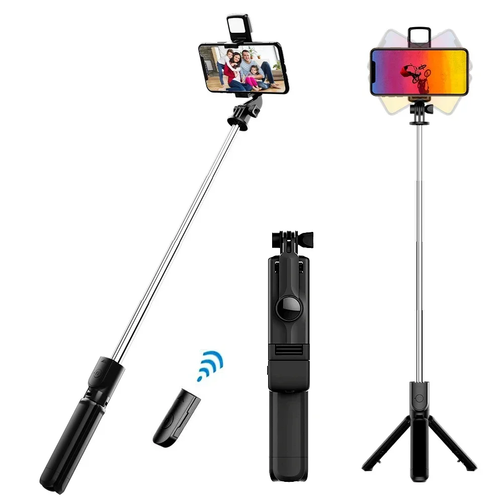 

New S03S Fill Light Bluetooth Wireless Remote Selfie Stick 360 Retractable Multifunctional Tripod Selfie Stick