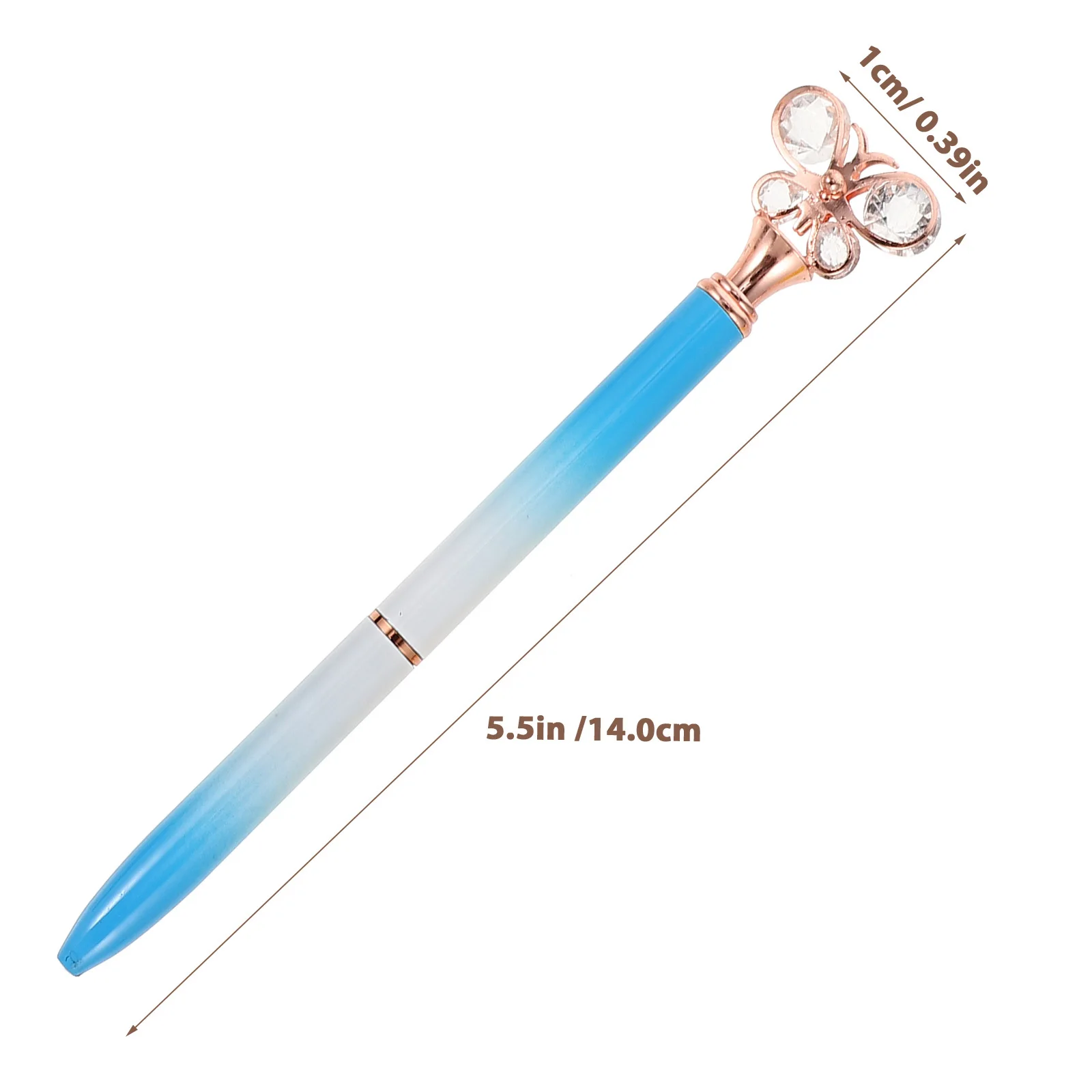 6 Pcs Ballpoint Pens Crystal Flower Butterfly Fancy Writing Dimond Art Decorative Cute