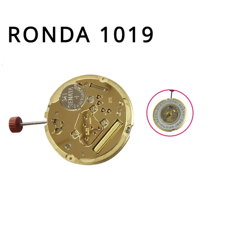 

Swiss Genuine RONDA 1019 Movement 2Hands Quartz Movement Gold Machine Watch Mouvement Accessories