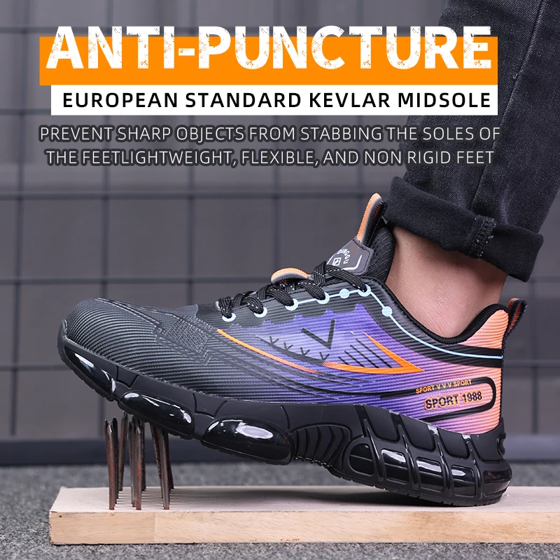 Safety Shoes Men Light Weight Steel Toe Stylish Breathable Comfortable Smash-Resistant Puncture-Resistant Work Man Boots