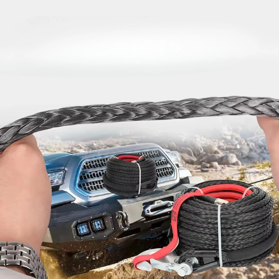 For ATV SUV Vehicle 8mm*15m Synthetic Winch Rope Tow Car 4x4 Accessories Off Road Trailer Strap Breaking Strength Max 20500LBS
